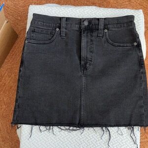 Madewell Charcoal distressed denim skirt